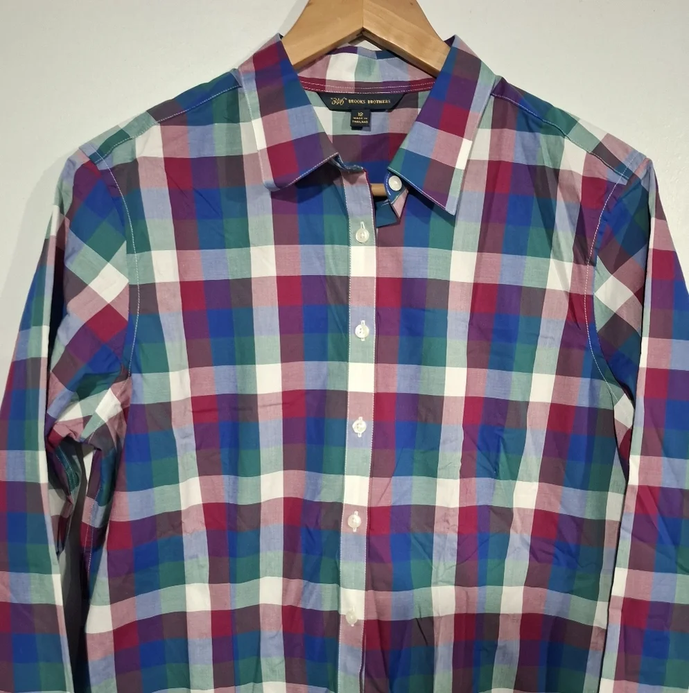 Brooks Brothers 346 Women’s Plaid Button-Down Shirt Size 12 Cotton Preppy Office - Picture 3 of 11